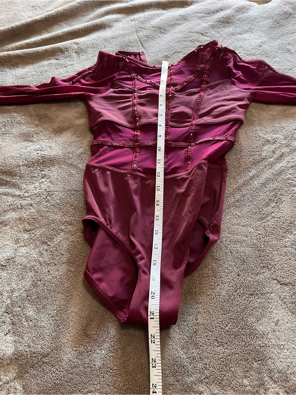 WEISSMAN 1 Piece Leotard Bodysuit Custom Stoned Dance Costume Child M EUC